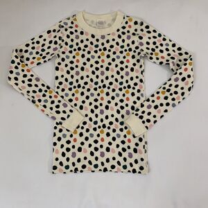 Hanna Andersson Pajama Top Girl 12 Cream Colorful Polka Dot Long Sleeve Cotton‎